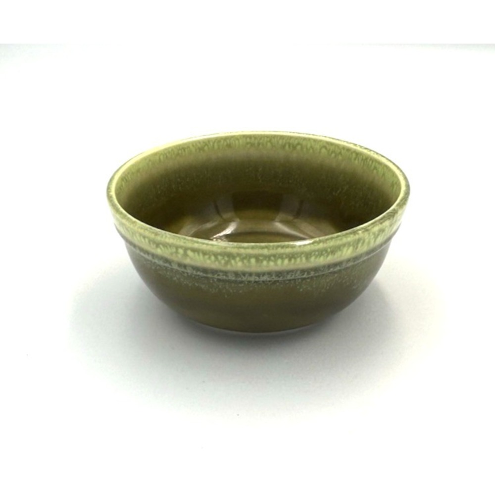 Vtg Pottery Bowl Dish Green Drip Glaze 4.75" D Made in USA Retro Neutral Artsy - Picture 5 of 5